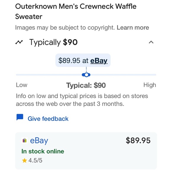 Outerknown Men's Waffle-Knit Sweatshirt. Tan. Large - Picture 8 of 9